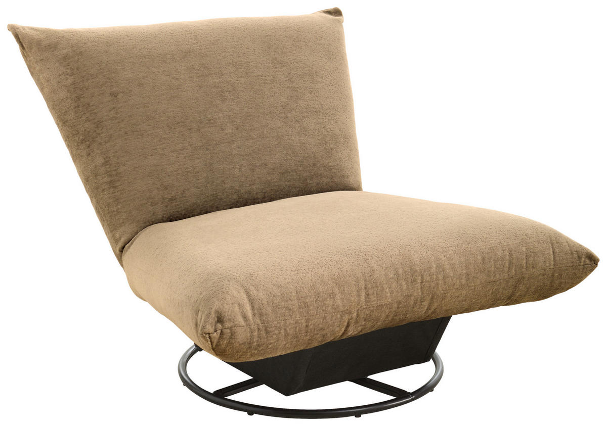 RELAXSESSEL in Textil Hellbraun  - Hellbraun/Schwarz, Design, Textil/Metall (100/78/96cm) - Livetastic