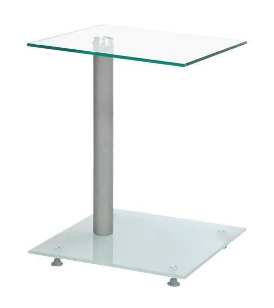 SIDOBORD i metall, glas  - aluminiumfärg, Design, metall/glas (40/52/40cm)