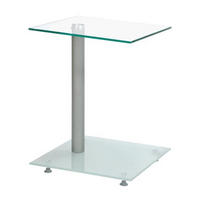 SIDOBORD i metall, glas  - aluminiumfärg, Design, metall/glas (40/52/40cm)
