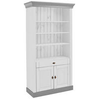 REGAL Kiefer massiv Grau, Weiß  - Weiß/Grau, ROMANTIK / LANDHAUS, Holz/Metall (108/202/45cm) - Boxxx