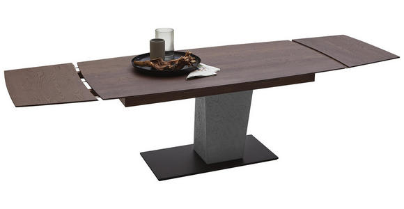 ESSTISCH Kerneiche massiv bootsförmig Anthrazit, Braun, Grau - Anthrazit/Braun, Natur, Holz/Metall (190(290)/88-95/76cm) - Valnatura