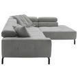 ECKSOFA in Feincord Grau  - Schwarz/Grau, KONVENTIONELL, Textil/Metall (311/219cm) - Hom`in