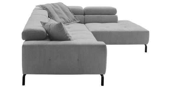 ECKSOFA in Feincord Grau  - Schwarz/Grau, KONVENTIONELL, Textil/Metall (311/219cm) - Hom`in