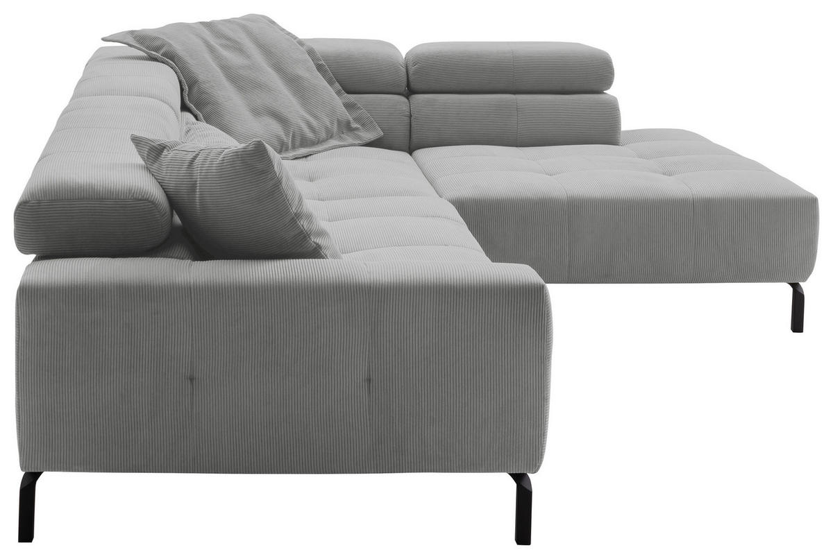 ECKSOFA in Feincord Grau  - Schwarz/Grau, Konventionell, Textil/Metall (311/219cm) - Hom`in
