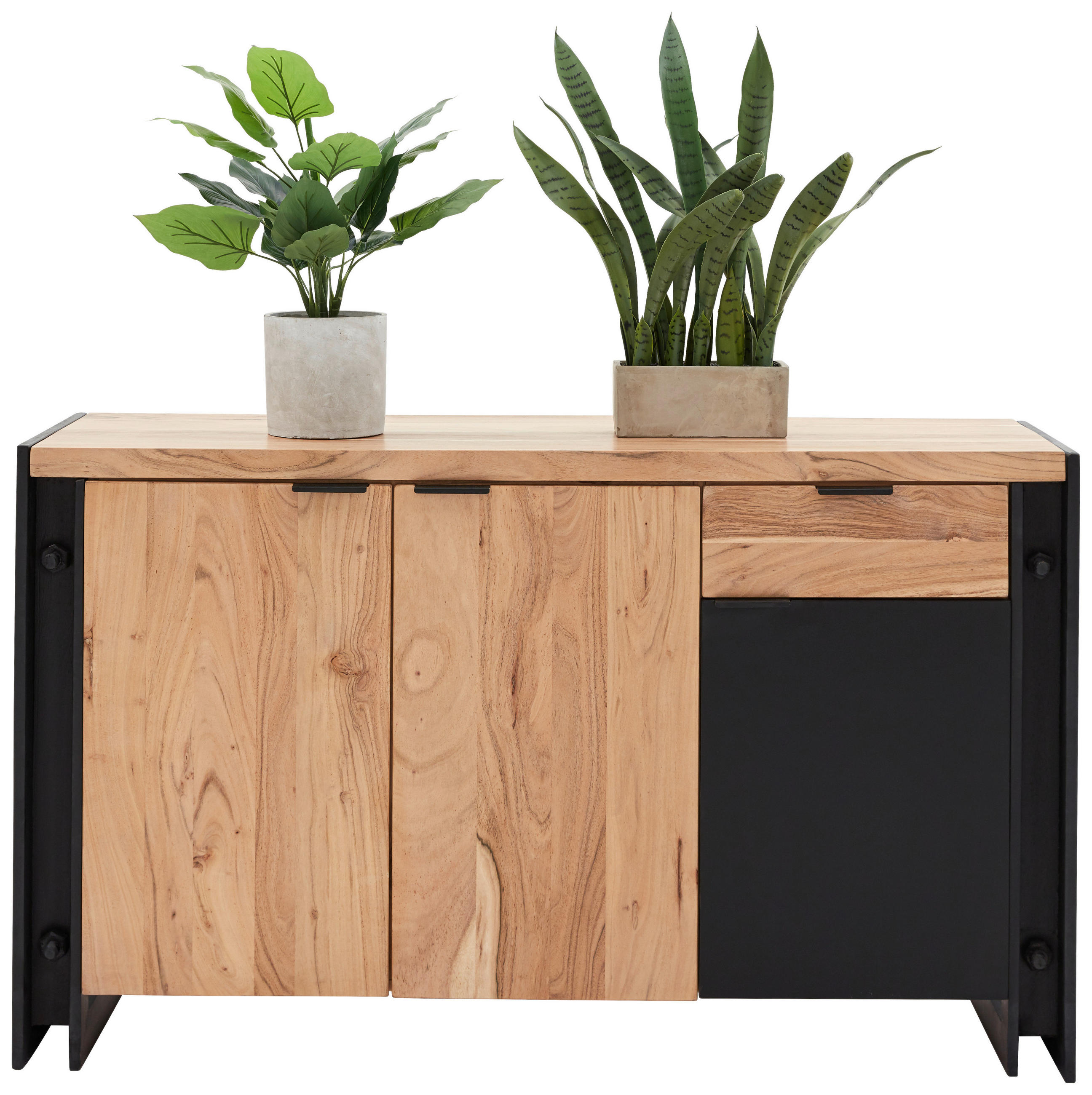 SIDEBOARD 135/80/45 cm  - svart/naturfärgad, Lifestyle, metall/trämaterial (135/80/45cm) - Zandiara
