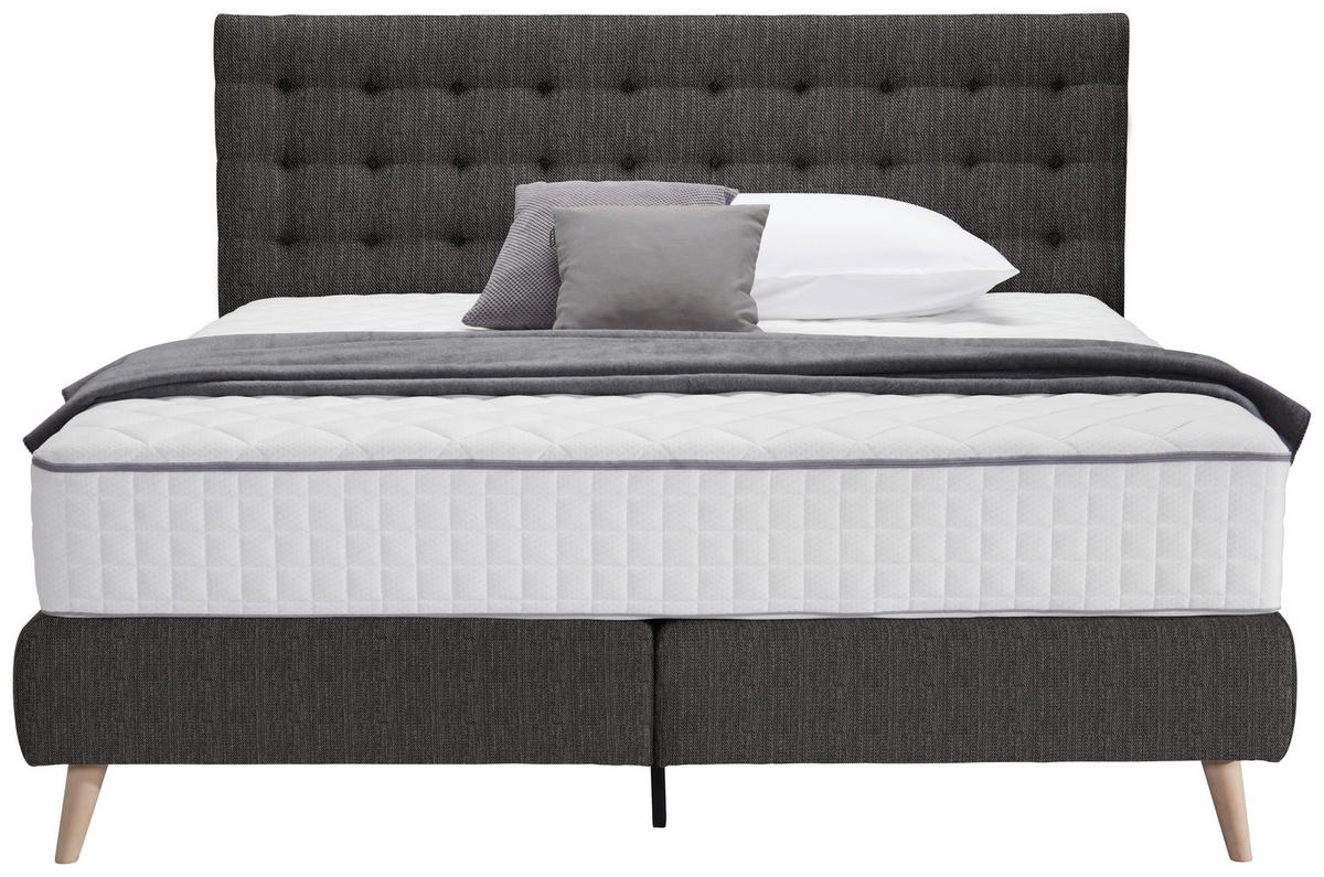 BOXSPRINGBETT 140/200 cm  in Dunkelgrau  - Dunkelgrau, Design, Holz/Textil (140/200cm) - Welnova