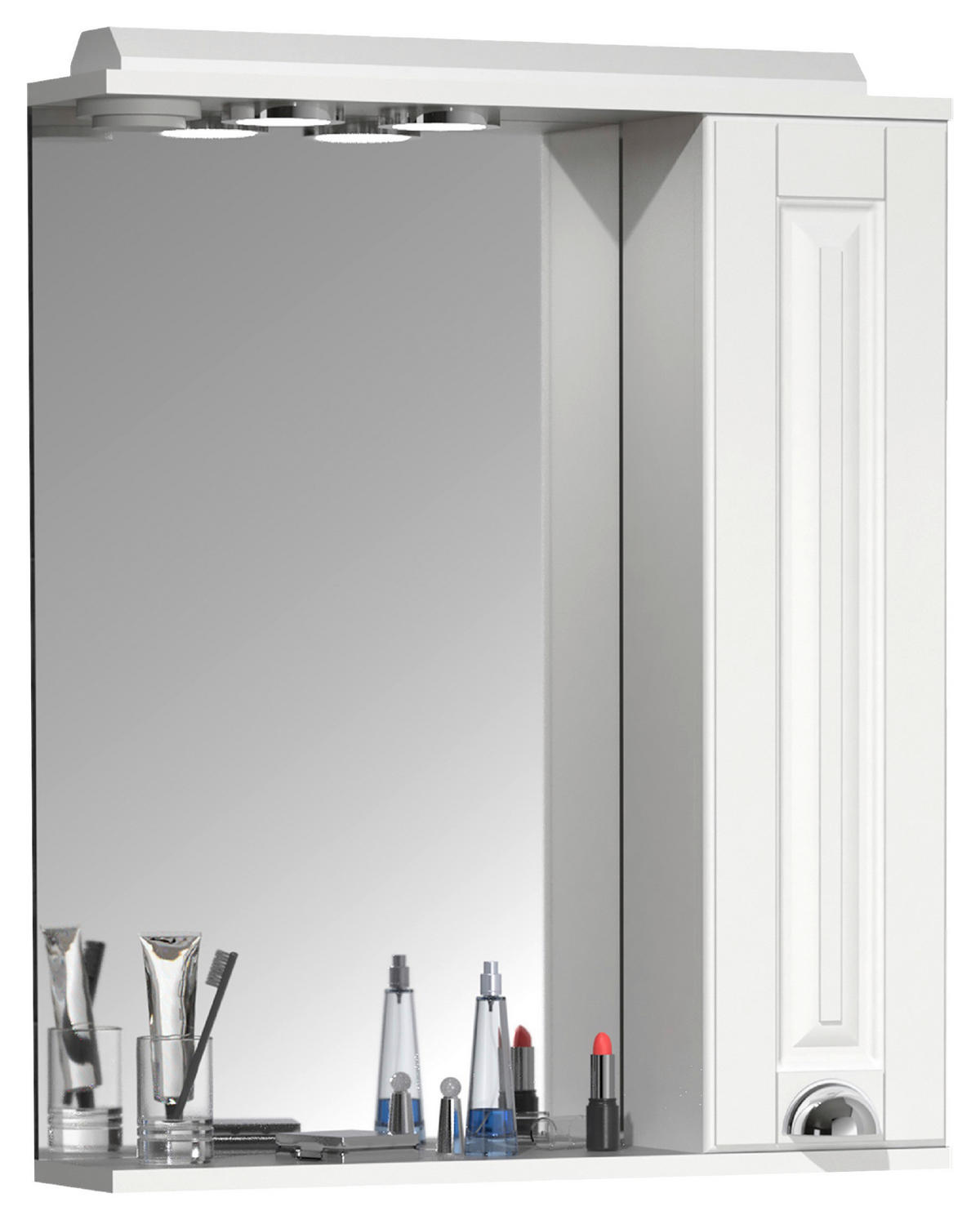 BADEZIMMER 3-teilig  in 61 cm  - Weiss/Silberfarben, Modern, Glas/Keramik (61cm) - MID.YOU