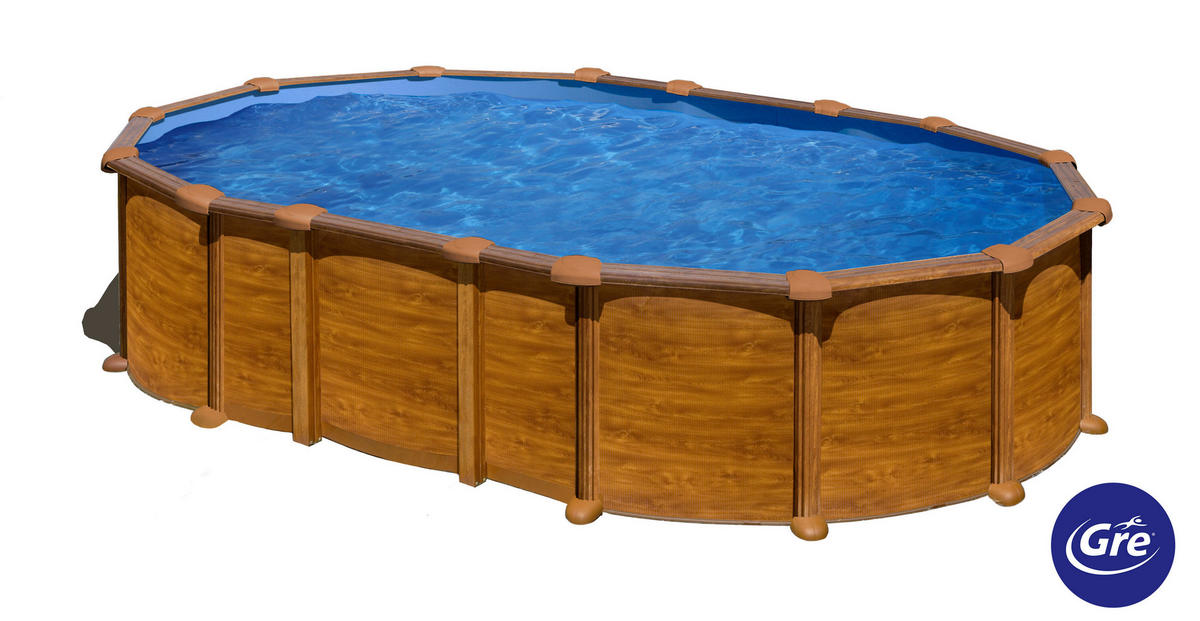 POOL-SET 2024 610/375/132 cm  - Braun, KONVENTIONELL, Metall (610/375/132cm) - Gre