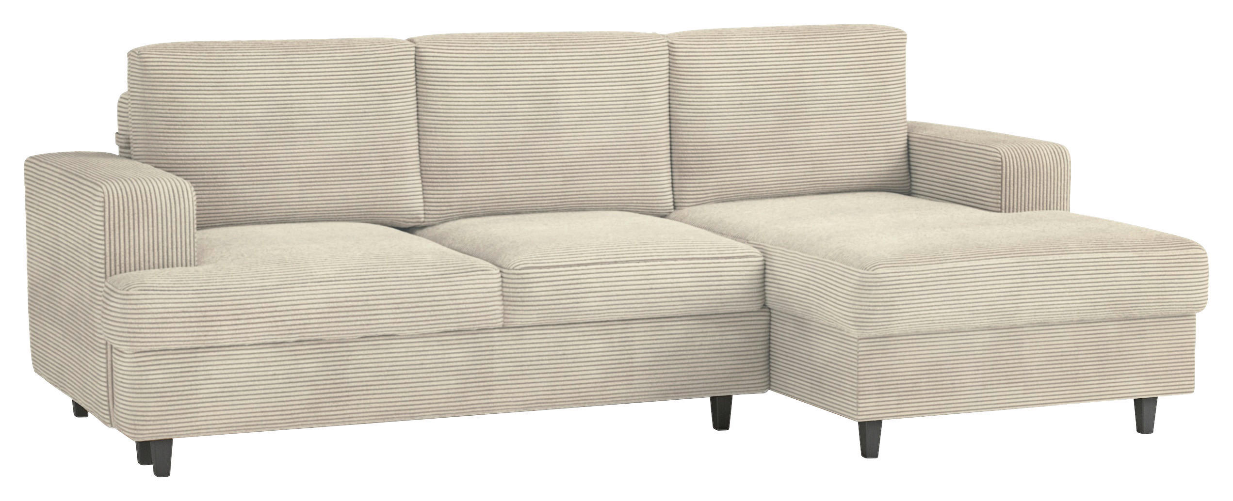 ECKSOFA  in Cord, Velours Beige  247/140 cm  - Beige/Schwarz, Design, Holz/Textil (247/140cm) - MID.YOU