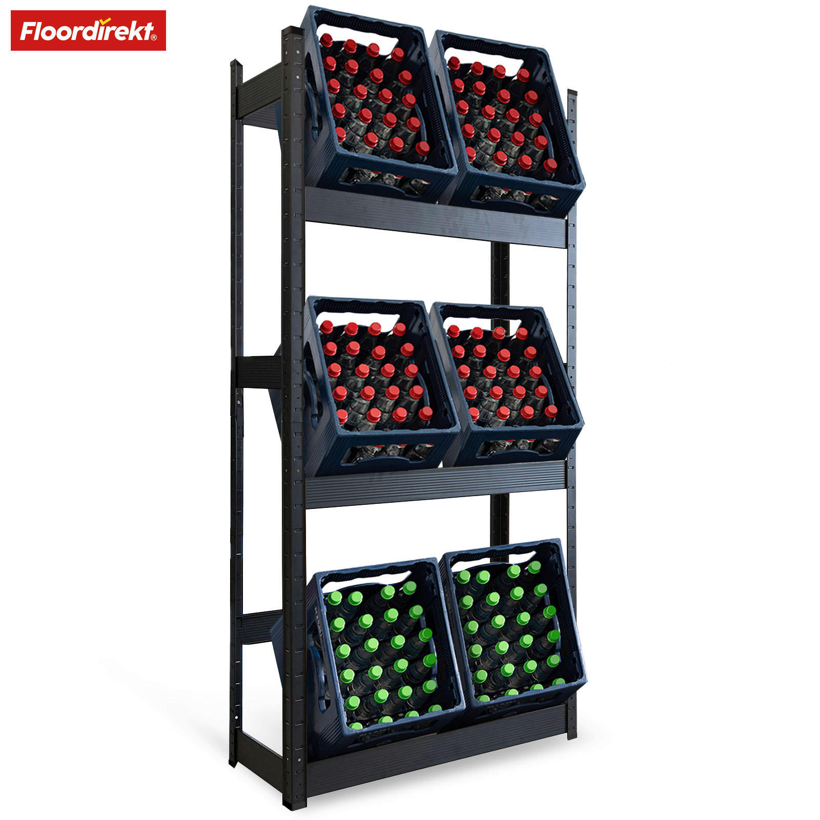 Floordirekt Flaschenregal Osaka Schwarz Hochglanz 80x200x30 cm
