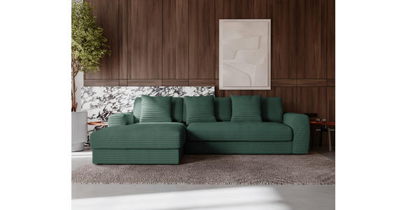 ECKSOFA in Cord Grün  182/302 cm  - Schwarz/Grün, MODERN, Kunststoff/Textil (182/302cm) - Carryhome