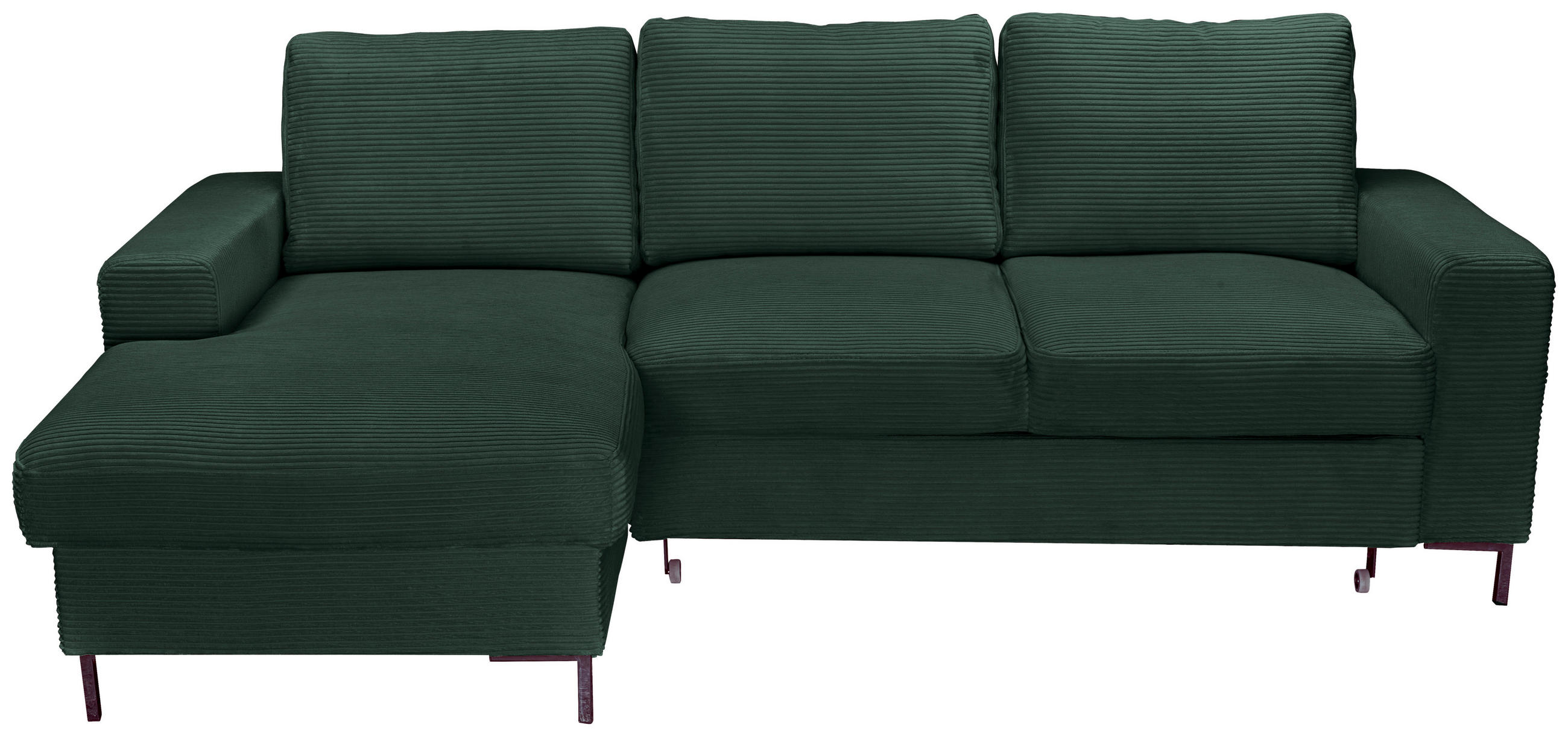 ECKSOFA Dunkelgrün Cord  - Dunkelgrün/Schwarz, KONVENTIONELL, Textil/Metall (150/240cm) - Carryhome