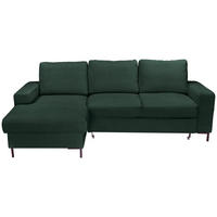 ECKSOFA Dunkelgrün Cord  - Dunkelgrün/Schwarz, KONVENTIONELL, Textil/Metall (150/240cm) - Carryhome