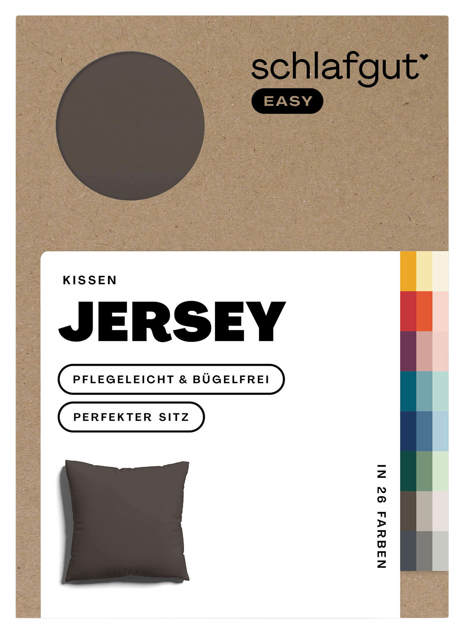 KOPFKISSENBEZUG EASY JERSEY 80/80 cm  - Dunkelbraun, Basics, Textil (80/80cm) - Schlafgut