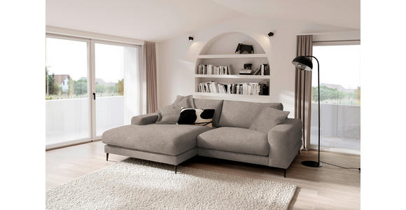 ECKSOFA  in Flachgewebe Taupe  177/253 cm  - Taupe/Schwarz, Design, Textil/Metall (177/253cm) - Dieter Knoll