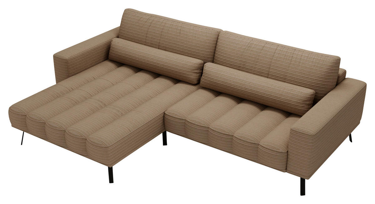 ECKSOFA in Cord Braun  - Schwarz/Braun, Design, Textil/Metall (204/291cm) - Lomoco