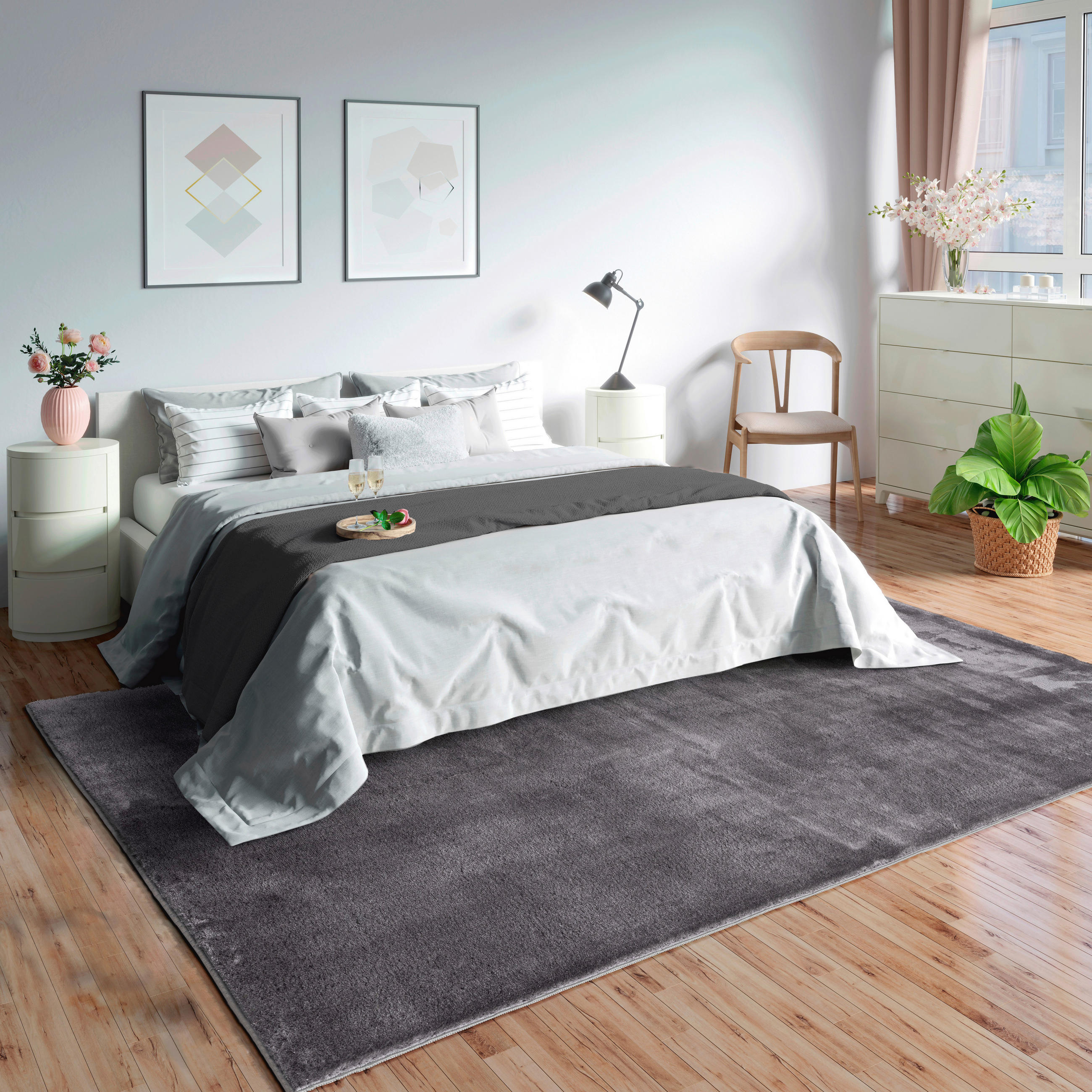FELLTEPPICH 60/110 cm Loft Anthrazit  - Anthrazit, KONVENTIONELL, Textil (60/110cm) - Novel