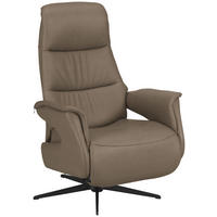 RELAXSESSEL Echtleder    - Hellbraun/Schwarz, Design, Leder/Metall (74/105/83cm) - Welnova