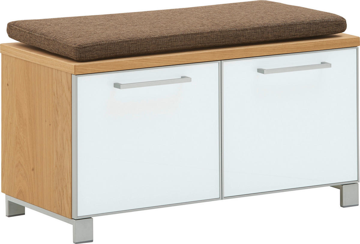 GARDEROBE 6-teilig  in 265/195/40 cm  - Hellbraun/Weiss, Design, Glas/Holz (265/195/40cm)