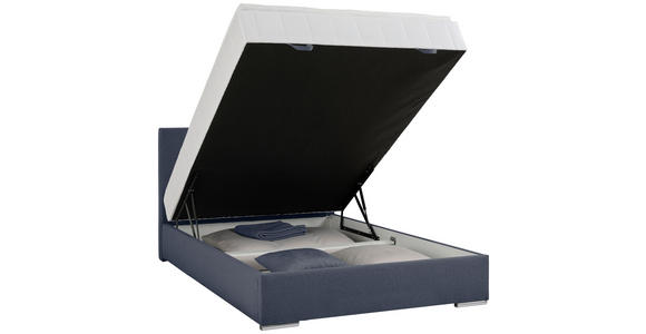 BOXBETT 90/200 cm in Dunkelblau - Chromfarben/Dunkelblau, KONVENTIONELL, Kunststoff/Textil (90/200cm) - Carryhome
