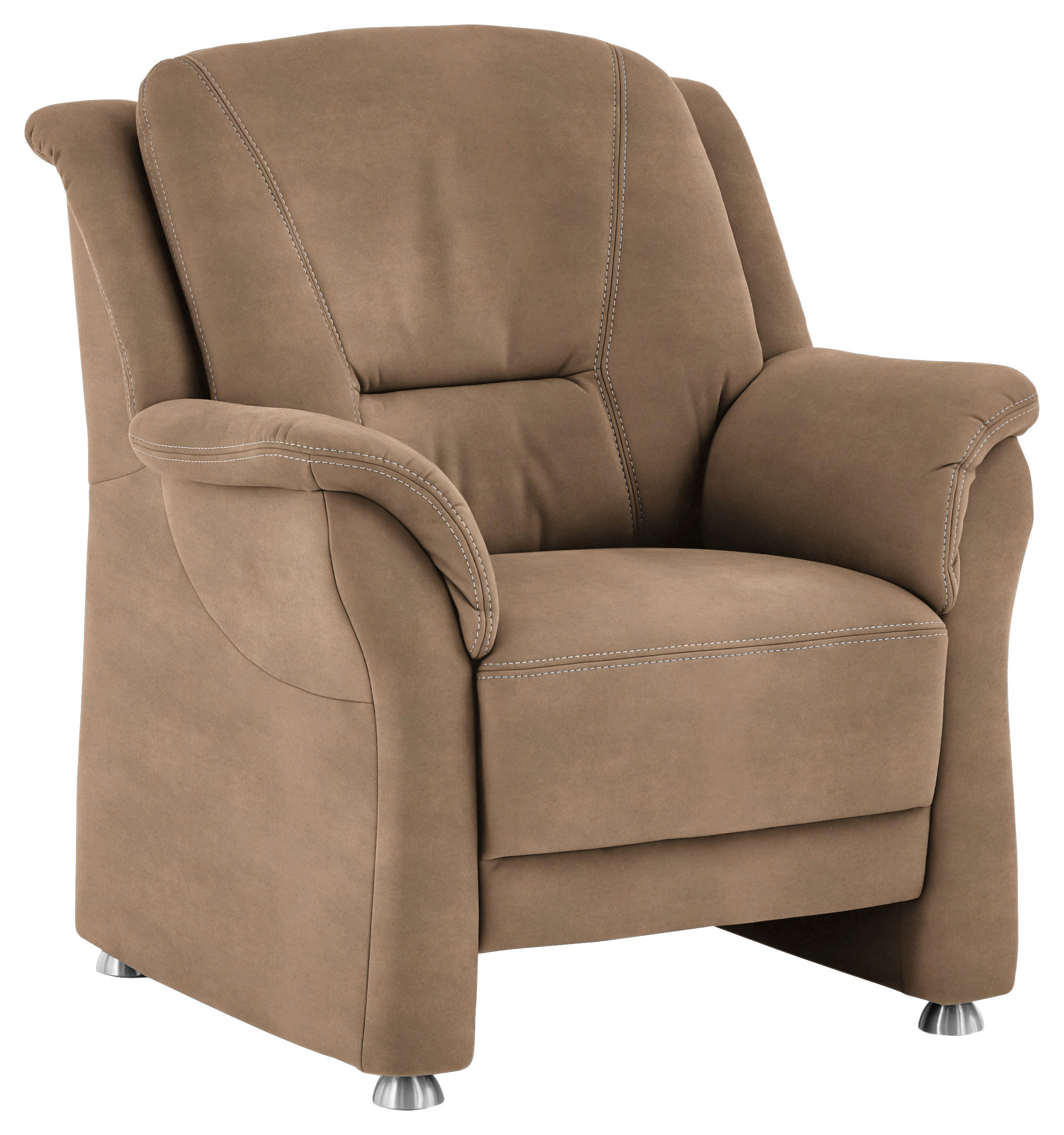 SESSEL in Mikrofaser Beige  - Beige/Alufarben, Konventionell, Textil/Metall (90/100/92cm) - Beldomo Comfort