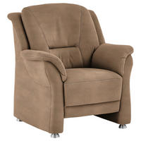 SESSEL Mikrofaser Beige  - Beige/Alufarben, Konventionell, Textil/Metall (90/100/92cm) - Beldomo Comfort