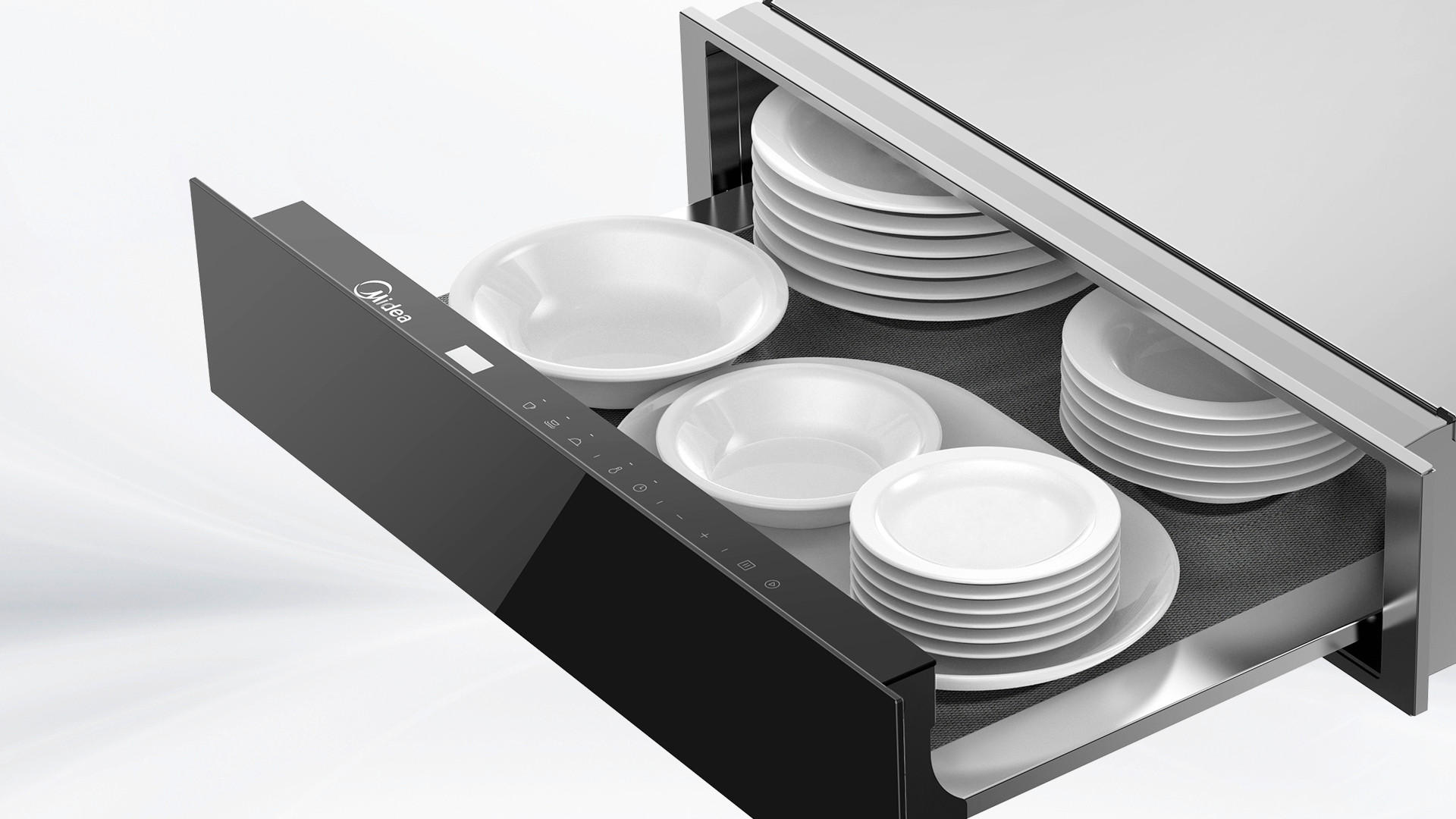 WÄRMESCHUBLADE MWMTCN14J-BK  - Schwarz, Basics, Glas/Metall (59,5/14,1/54,1cm) - Midea