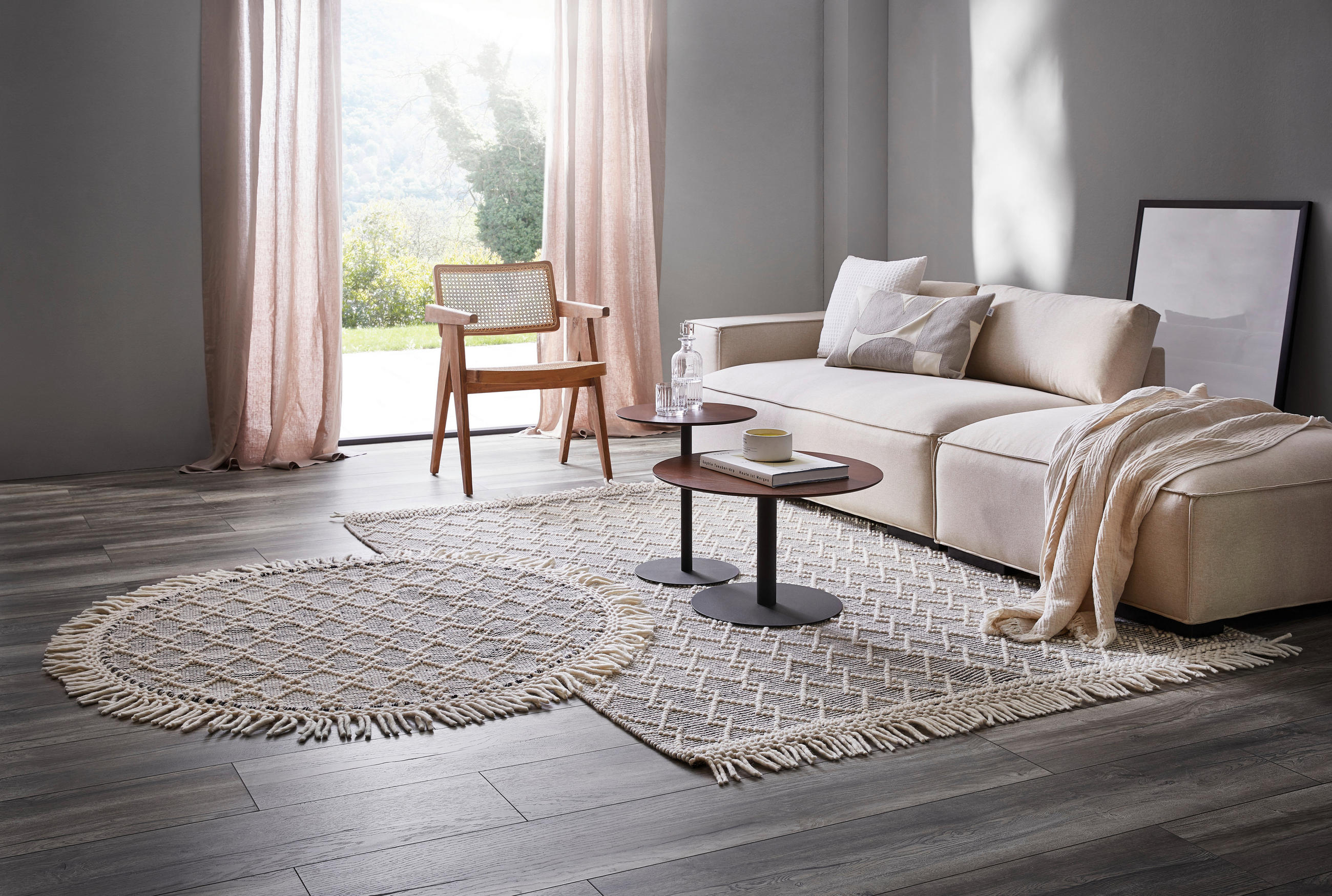 HANDWEBTEPPICH 160/230 cm Sylt Weiß, Beige  - Beige/Weiß, Natur, Textil (160/230cm) - Linea Natura