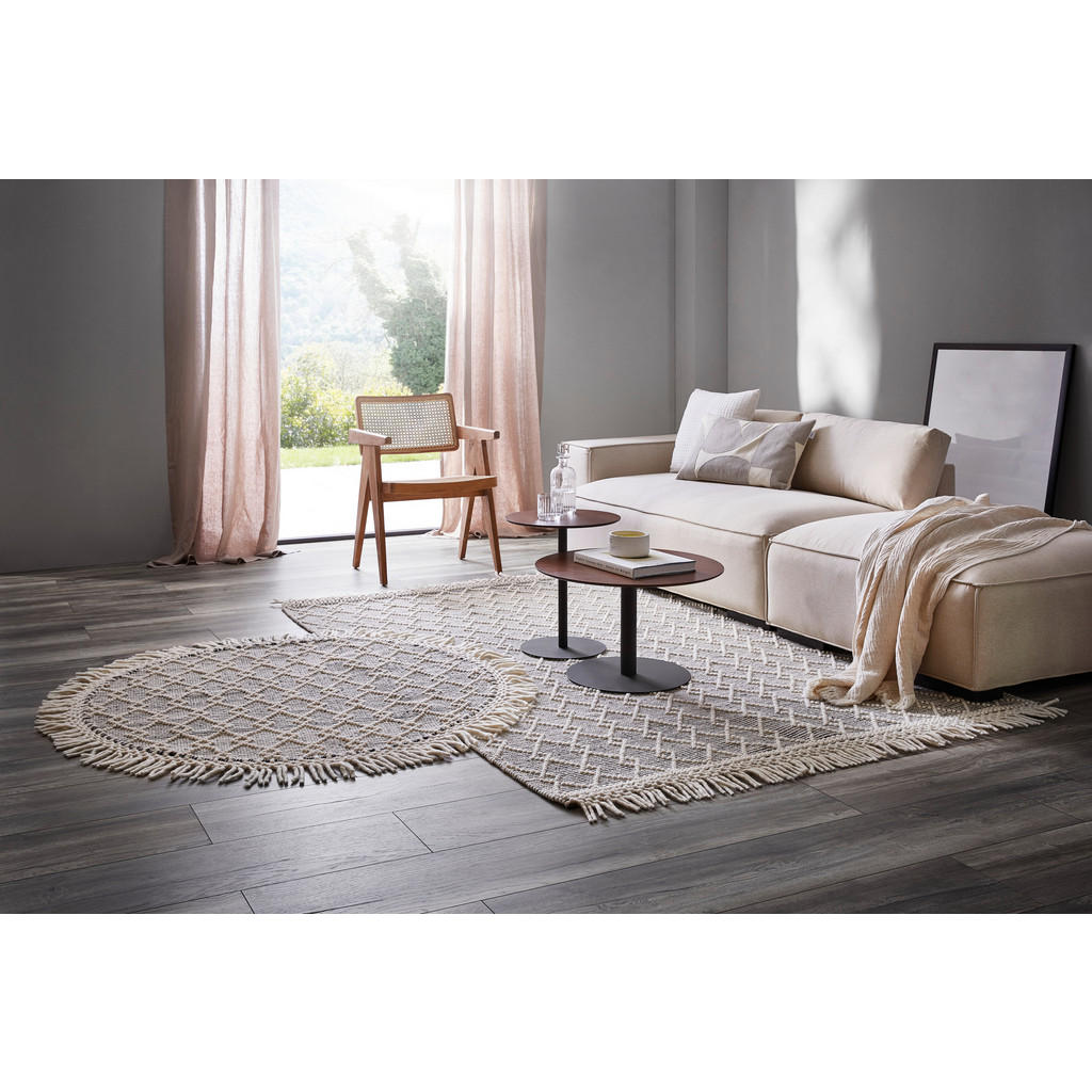 Thumbnail - Linea Natura Handwebteppich Sylt, Weiß, Beige, Textil, Mosaik, rechteckig, 160x230 cm, Care & Fair, AZO-frei, Handmade i...