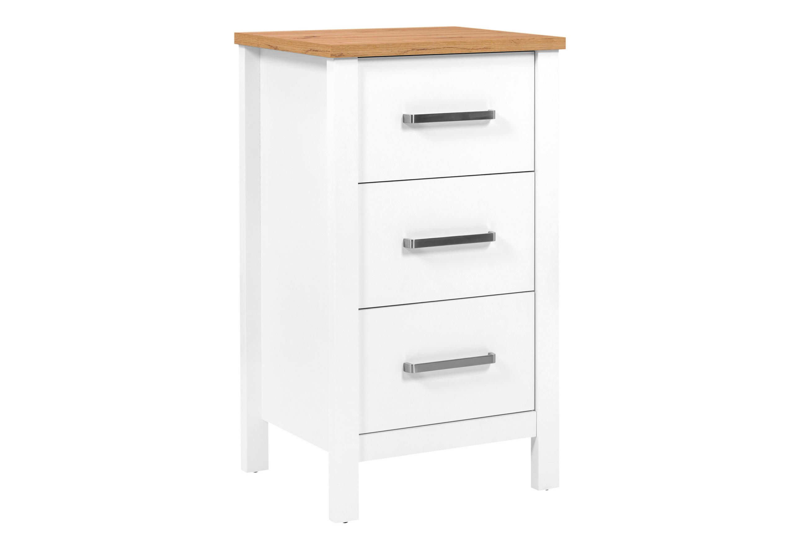 KOMODA   53/92/45 cm   bijela, hrast Artisan  - bijela/srebrne boje, Romantično / ladanjski, drvni materijal/metal (53/92/45cm)