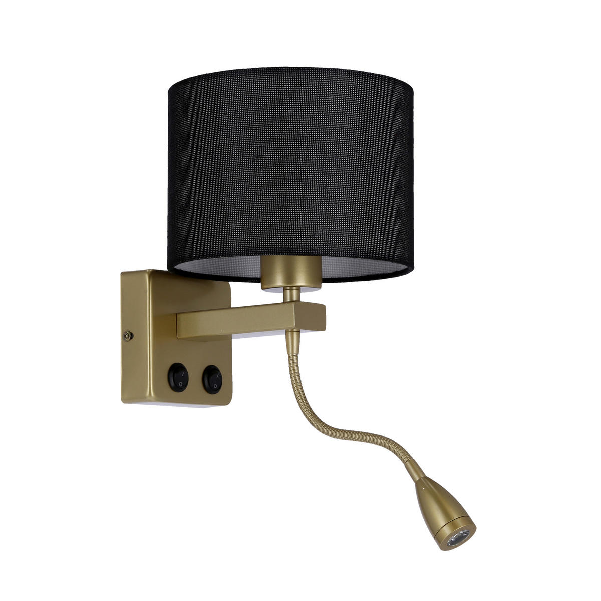 VÄGGLAMPA Polo 18/22/44 cm   - svart/guldfärgad, Basics, metall/plast (18/22/44cm)