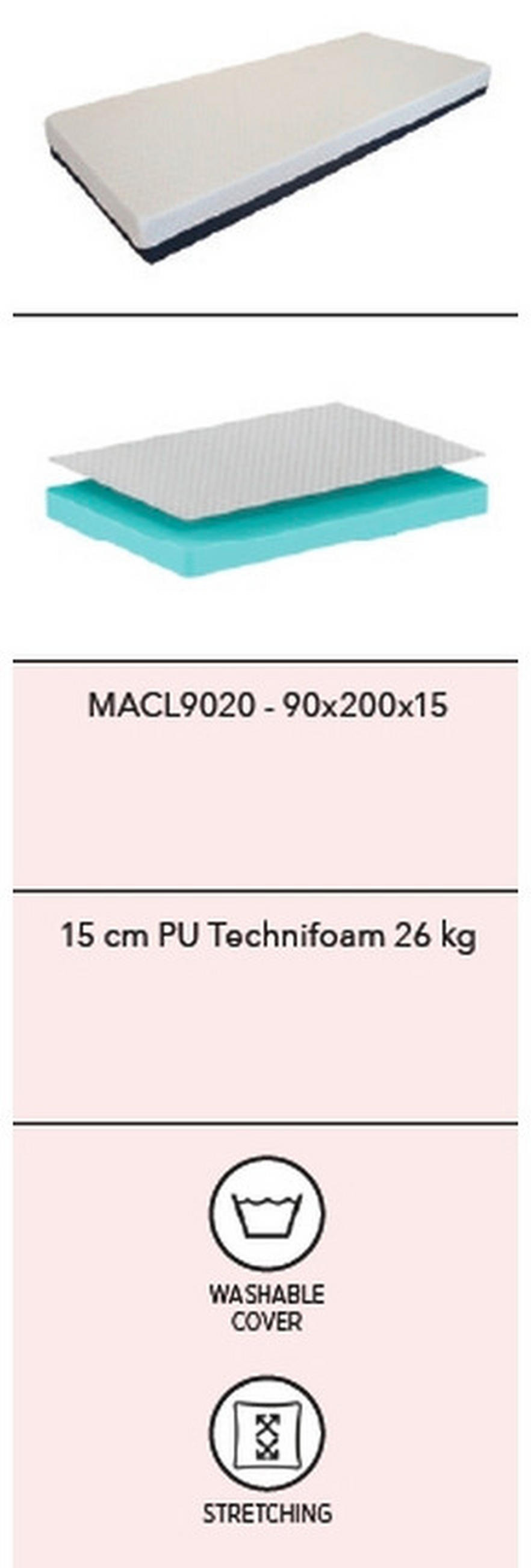KALTSCHAUMMATRATZE CLASSIC 90/200 cm Höhe ca. 15 cm  - Beige, Basics, Textil (90/200cm) - Vipack