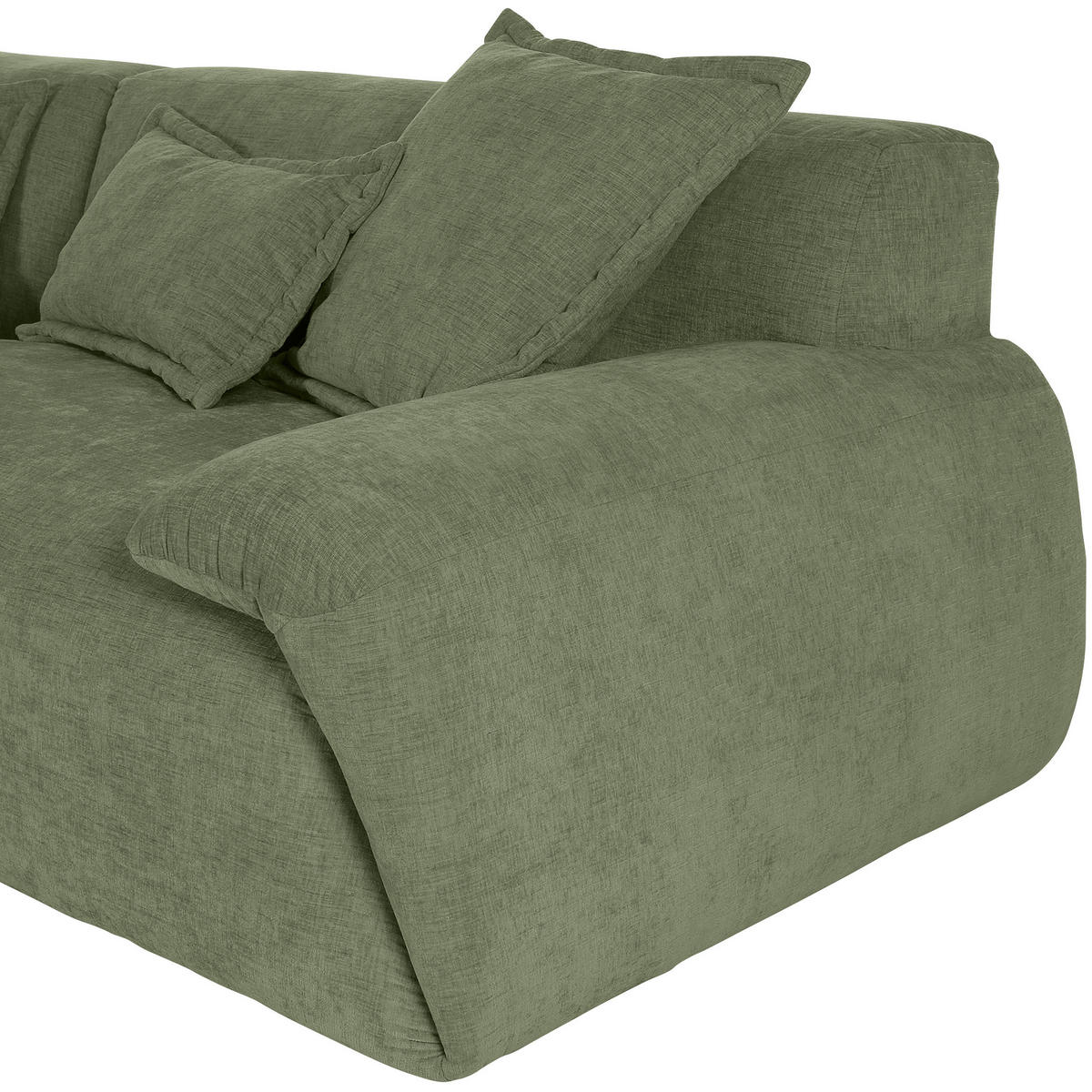 ECKSOFA in Flachgewebe Olivgrün  - Schwarz/Olivgrün, Konventionell, Kunststoff/Textil (174/274cm) - Carryhome