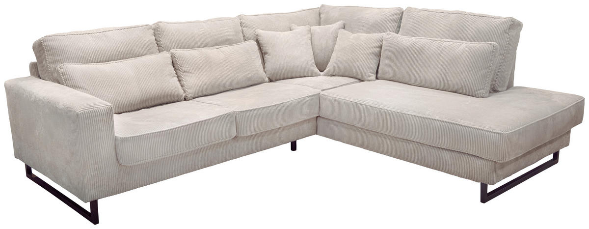 ROHOVÁ SEDAČKA, textil, kompozitní dřevo, béžová - černá/béžová, Konvenční, kov/kompozitní dřevo (284/253cm) - Livetastic