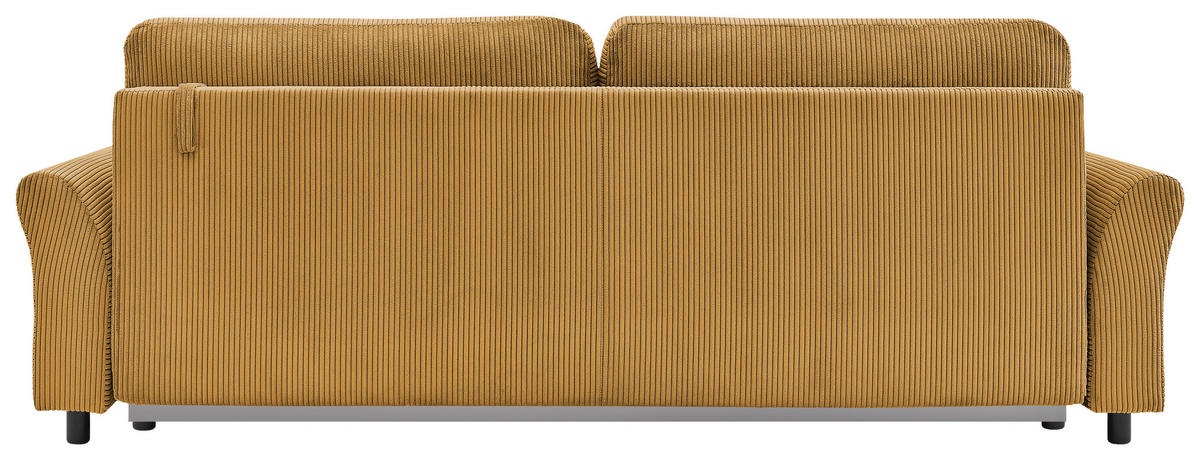 SCHLAFSOFA Malta Cord Gelb  inkl. Zierkissen, Rückenkissen, Bettkasten, Schlaffunktion, Rücken echt  - Gelb/Schwarz, Design, Textil (244/88/100cm) - P & B