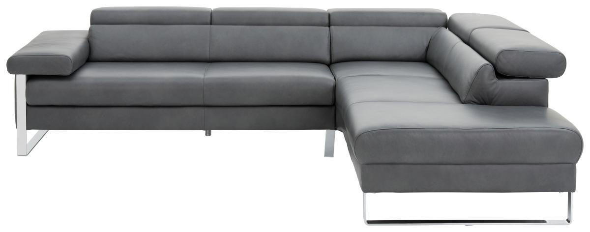 ECKSOFA Graphitfarben Echtleder  - Chromfarben/Graphitfarben, Design, Leder (281/230cm) - Chilliano
