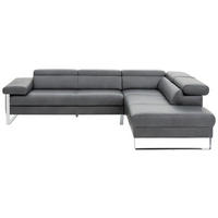 ECKSOFA Graphitfarben Echtleder  - Chromfarben/Graphitfarben, Design, Leder (281/230cm) - Chilliano