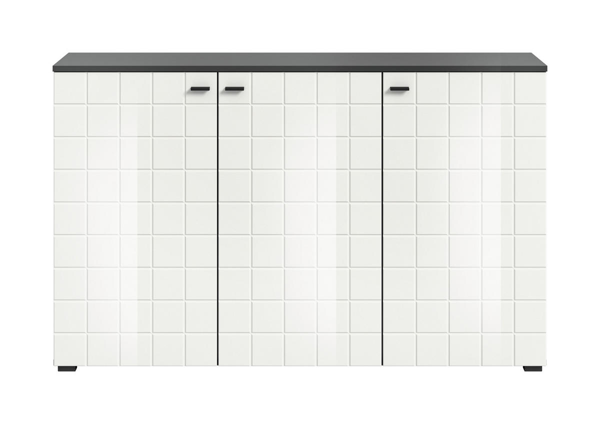 SIDEBOARD 138/87/37 cm  - vit högglans/svart, Design, trämaterial/plast (138/87/37cm) - MID.YOU