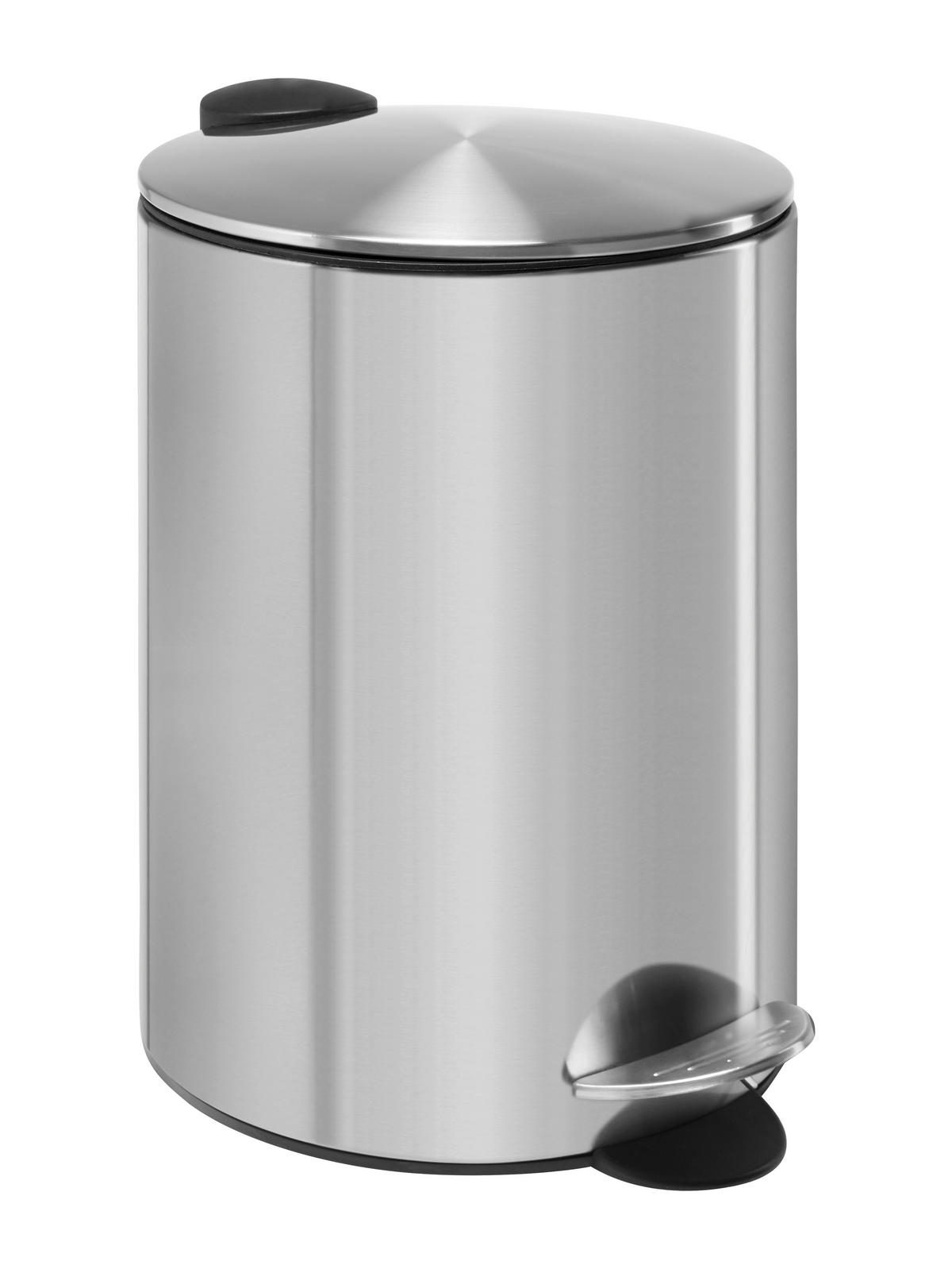 COȘ DE GUNOI CU PEDALĂ metal  - culoare inox/negru, Basics, plastic/metal (25/38,5cm) - Homeware