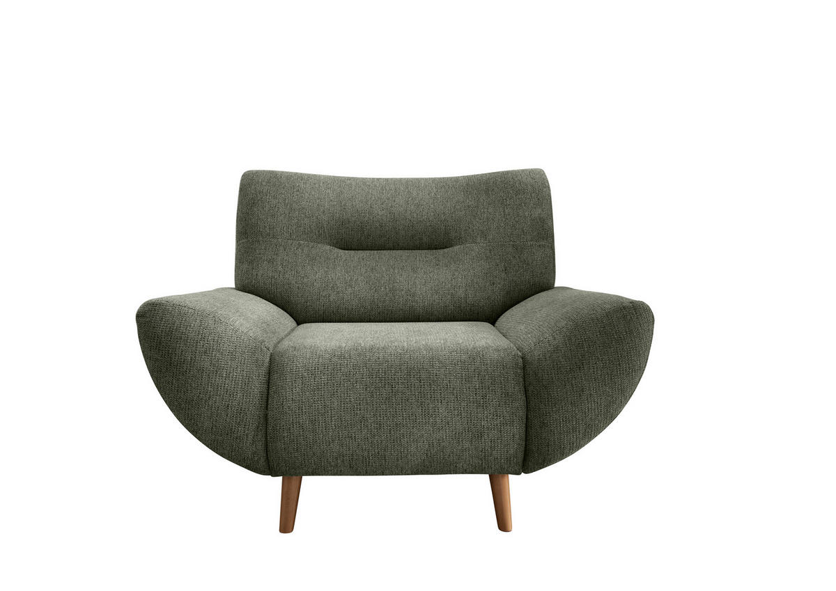 SESSEL Chenille Dunkelgrün    - Wildeiche/Dunkelgrün, MODERN, Holz/Textil (111/81/90cm) - MID.YOU