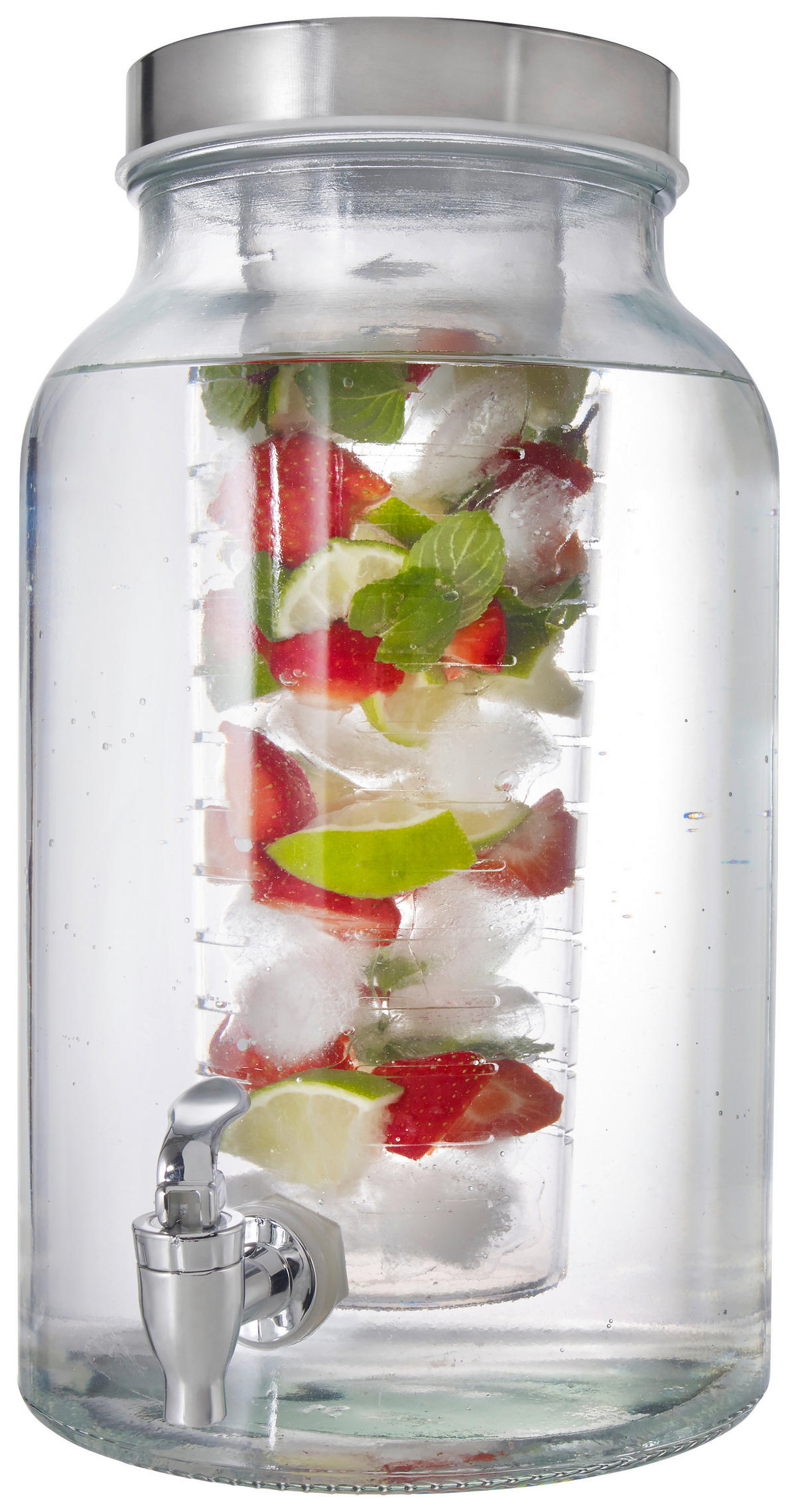 Dispenser bauturi 5,6 L  - culoare inox/transparent, Basics, plastic/sticlă (5,6l) - Novel