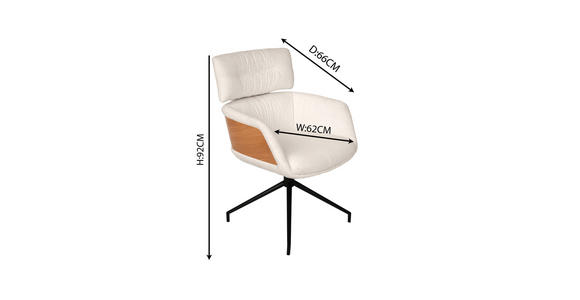 ARMLEHNSTUHL  Wippfunktion, Sitzfläche 360° drehbar, automatische Rückholfunktion Webstoff  - Eichefarben/Creme, Design, Holz/Textil (62/92/66cm) - Dieter Knoll
