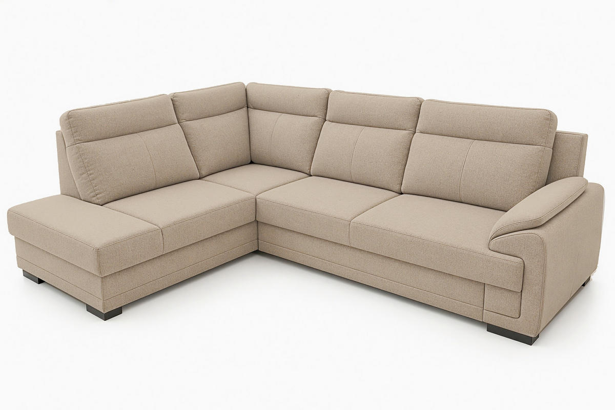 ECKSOFA ALTONA in Flachgewebe Cappuccino  - Schwarz/Cappuccino, Basics, Holz/Holzwerkstoff (272/207cm) - MID.YOU