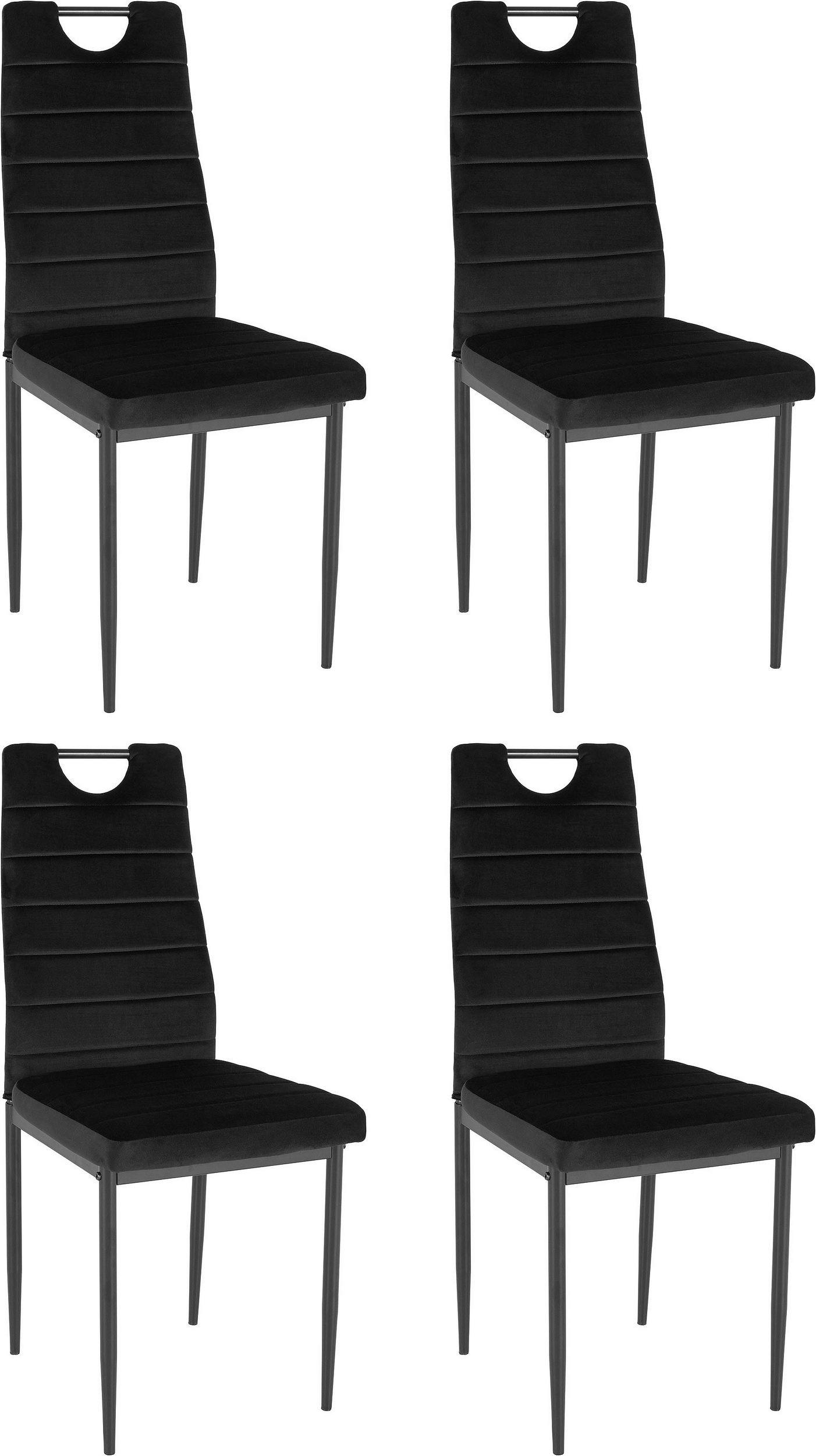 STUHL-SET 4 Stück  in Velours  - Schwarz, MODERN, Textil/Metall (42/98/53cm) - MID.YOU