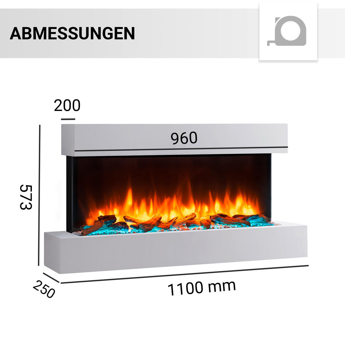 ELEKTROKAMIN - Weiß, Basics, Holzwerkstoff/Metall (110/57/25cm)