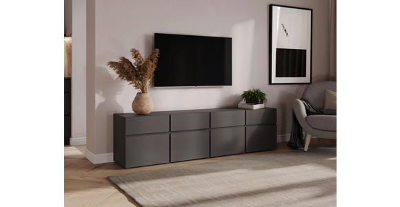 LOWBOARD  200/52,8/40 cm 4 Schublade(n) stehend, in verschiedenen Holzdekoren erhältlich  - Anthrazit/Schwarz, Design, Holzwerkstoff (200/52,8/40cm) - Xora