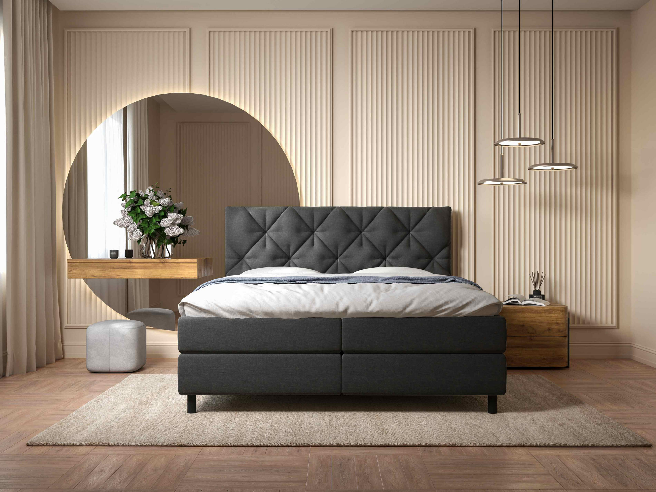 BOXBETT 160/200 cm  in Anthrazit  - Anthrazit/Schwarz, Design, Holz/Holzwerkstoff (160/200cm) - Esposa