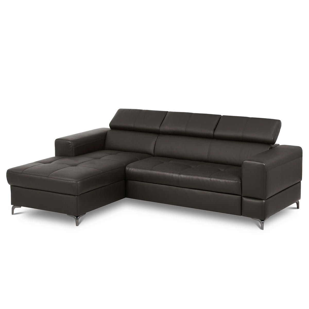 ECKSOFA  in Lederlook Echtleder Dunkelbraun  - Dunkelbraun/Schwarz, Design, Leder/Textil (173/247cm) - Livetastic