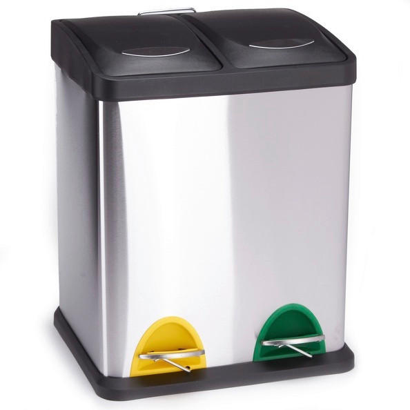 TRETEIMER 16 l  Metall  - Silberfarben/Schwarz, Basics, Kunststoff/Metall (31/26,5/39,5cm)