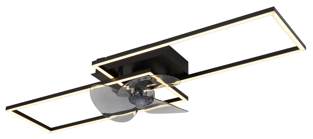 STROPNÍ VENTILÁTOR, 90/30/15 cm - šedá/černá, Design, kov/plast (90/30/15cm) - Globo